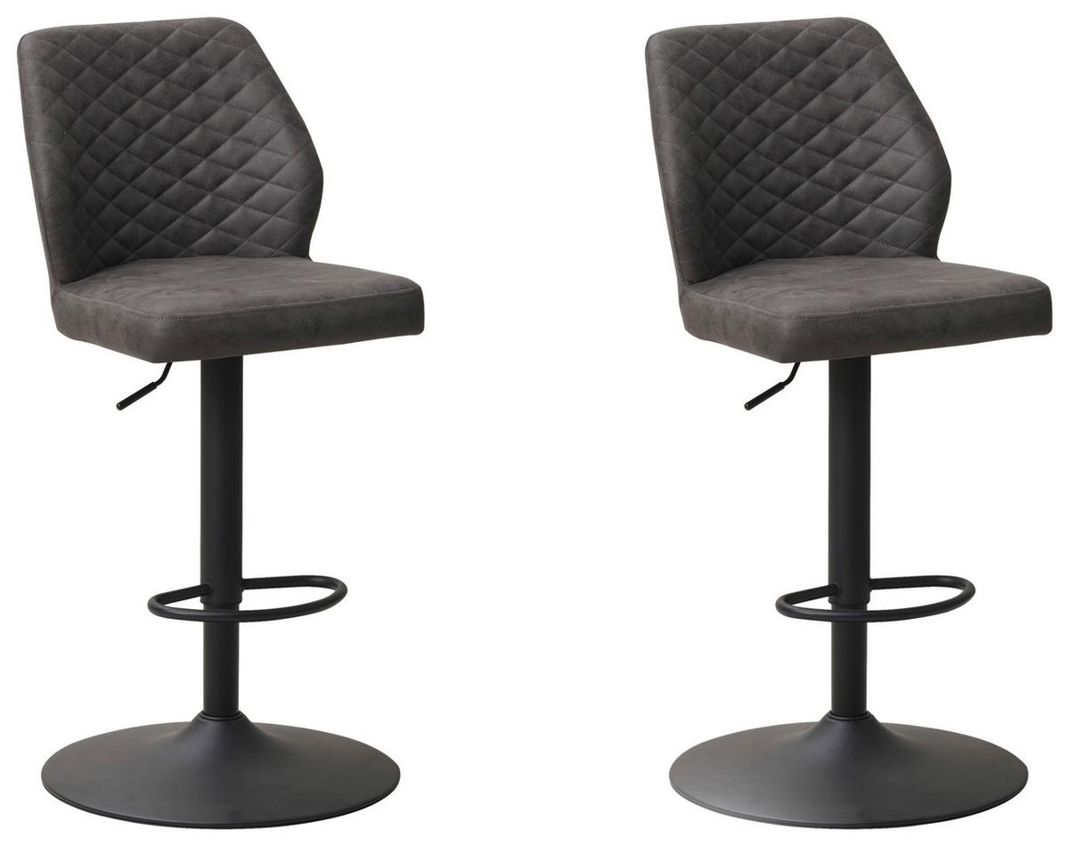 Barhocker-Set Grayson 2er-Set ca. 42x114 cm Anthrazit - Anthrazit/Schwarz, KONVENTIONELL, Textil/Metall (42/114/52cm) - MID.YOU