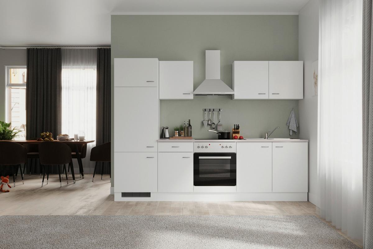 Kuhinjski Blok Vito - barve nerjavečega jekla/bela, Moderno, umetna masa/leseni material (270cm) - FlexWell
