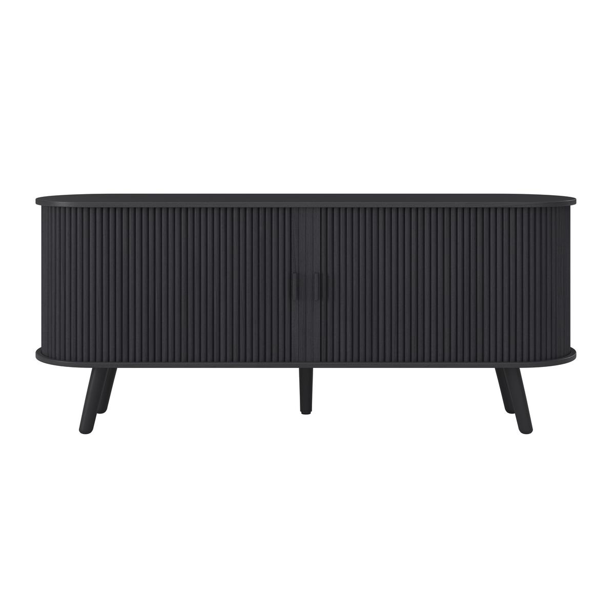 Sideboard Ennio Schwarz Echtholz/MDF - Schwarz, MODERN, Holz/Holzwerkstoff (160/80/40cm) - Bessagi Home
