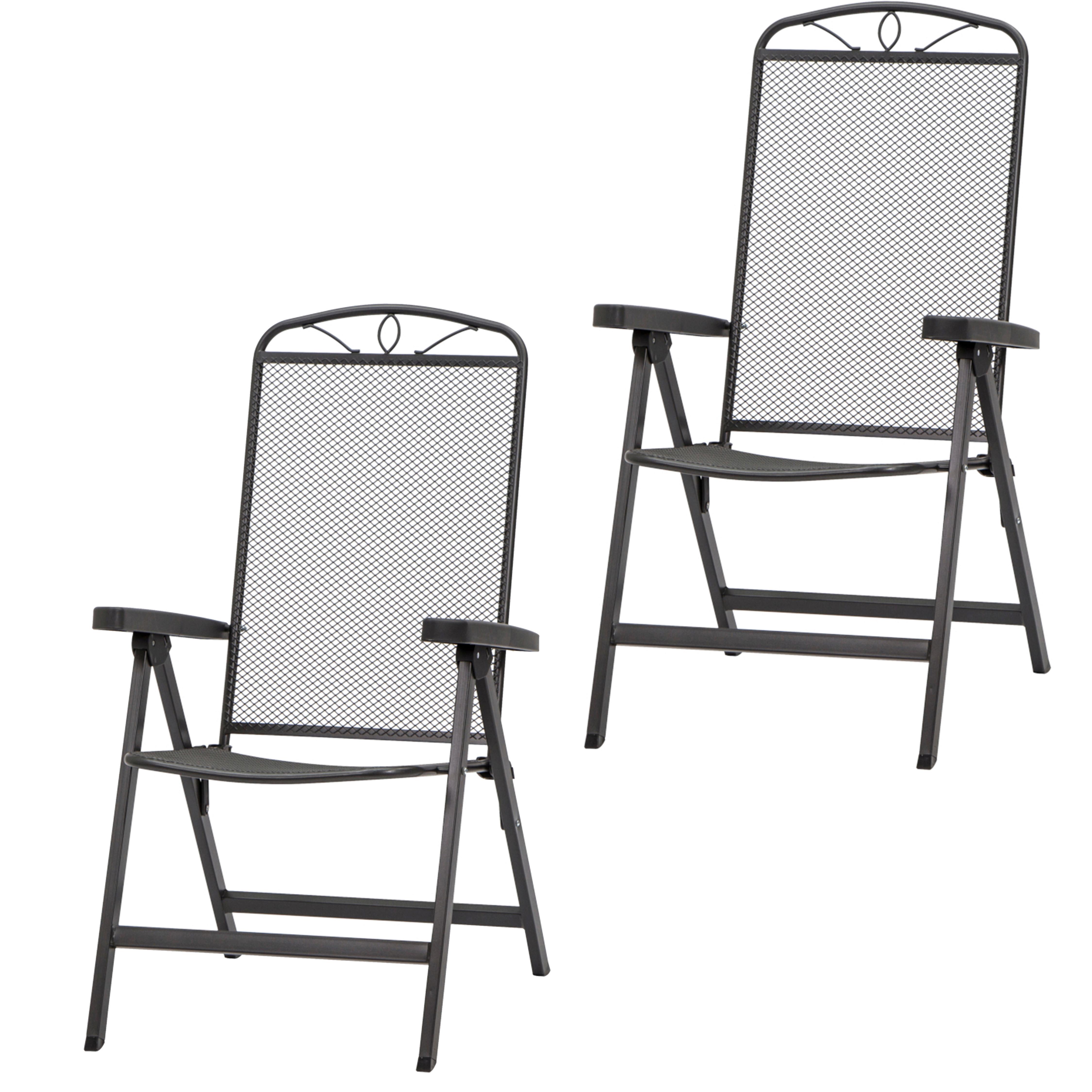 Gartenklappsessel-Set Elda 2-tlg. Anthrazit Hochlehner - Anthrazit, Basics, Metall (65/103/60cm) - Siena Garden