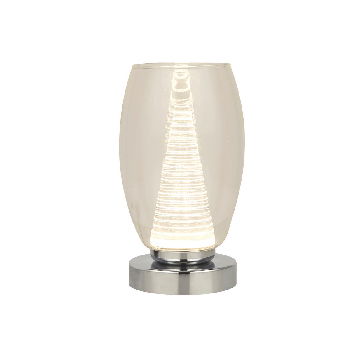 LED Asztali Lámpa Eu97293-1cl Cyclone - krómszínű, Design, műanyag/üveg (11.5/20.5cm)