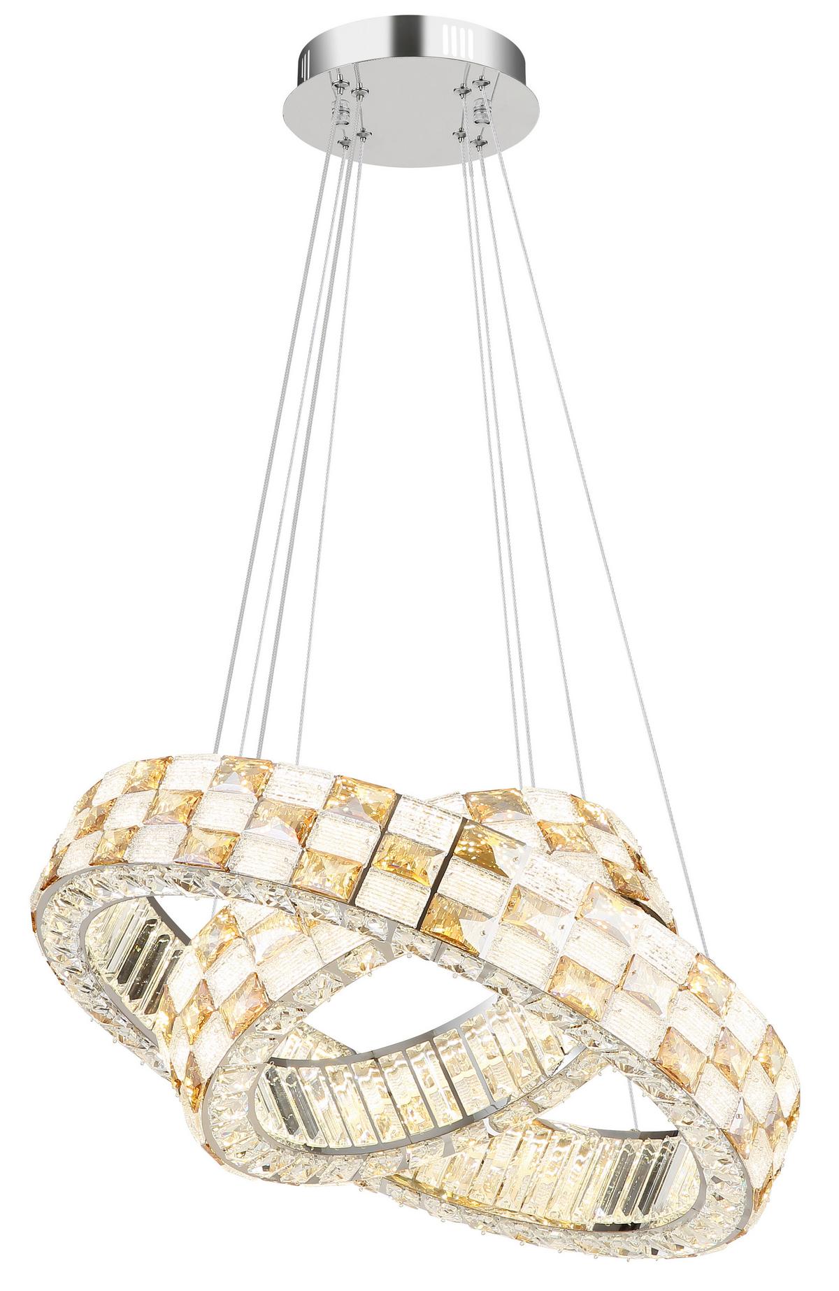 Led Viseća Svjetiljka Lidia - prozirno/boje kroma, Design, staklo/metal (61/120cm) - Globo