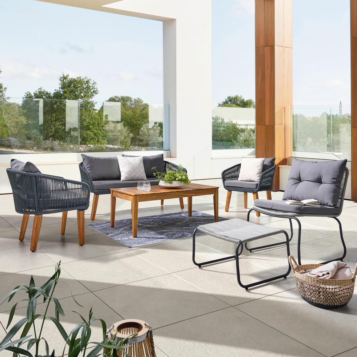 Lounge Garnitura Trendy, Barva Akacije, Antracit - temno siva/antracit, Moderno, kovina/les (160/75/70cm)