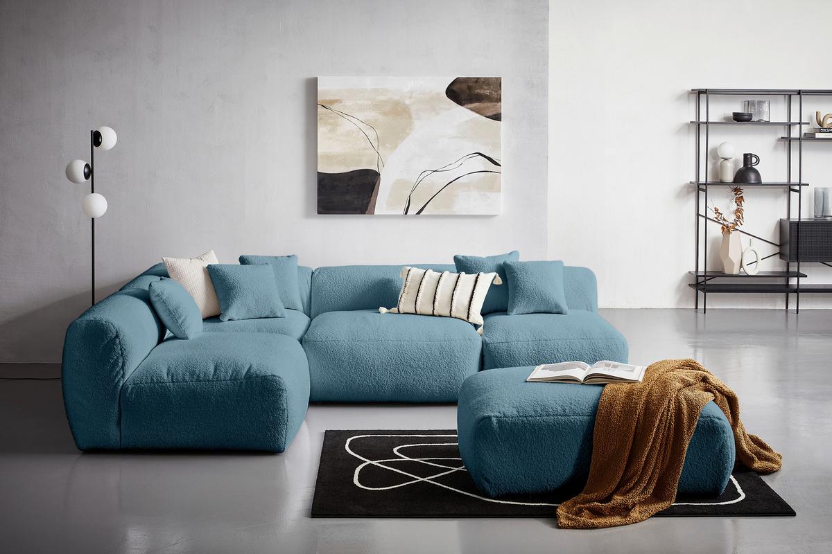 Modul Sofaelement Bloom Ecke Blau - Blau, Trend, Textil (115/70/115cm) - Livetastic
