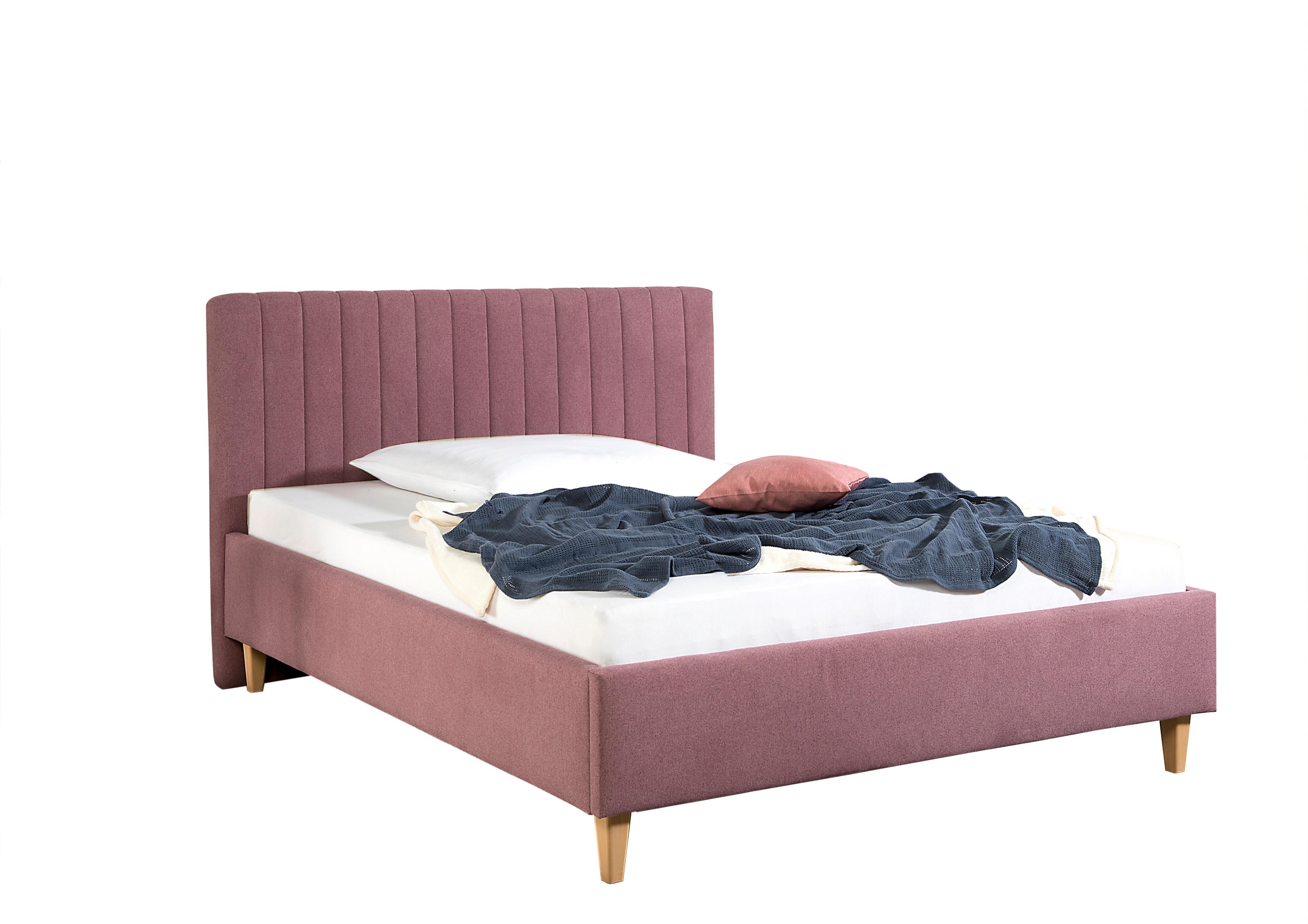 Polsterbett Sierro Beere ca. 140x200 cm - Beere/Naturfarben, MODERN, Holz/Textil (140/200cm) - Livetastic