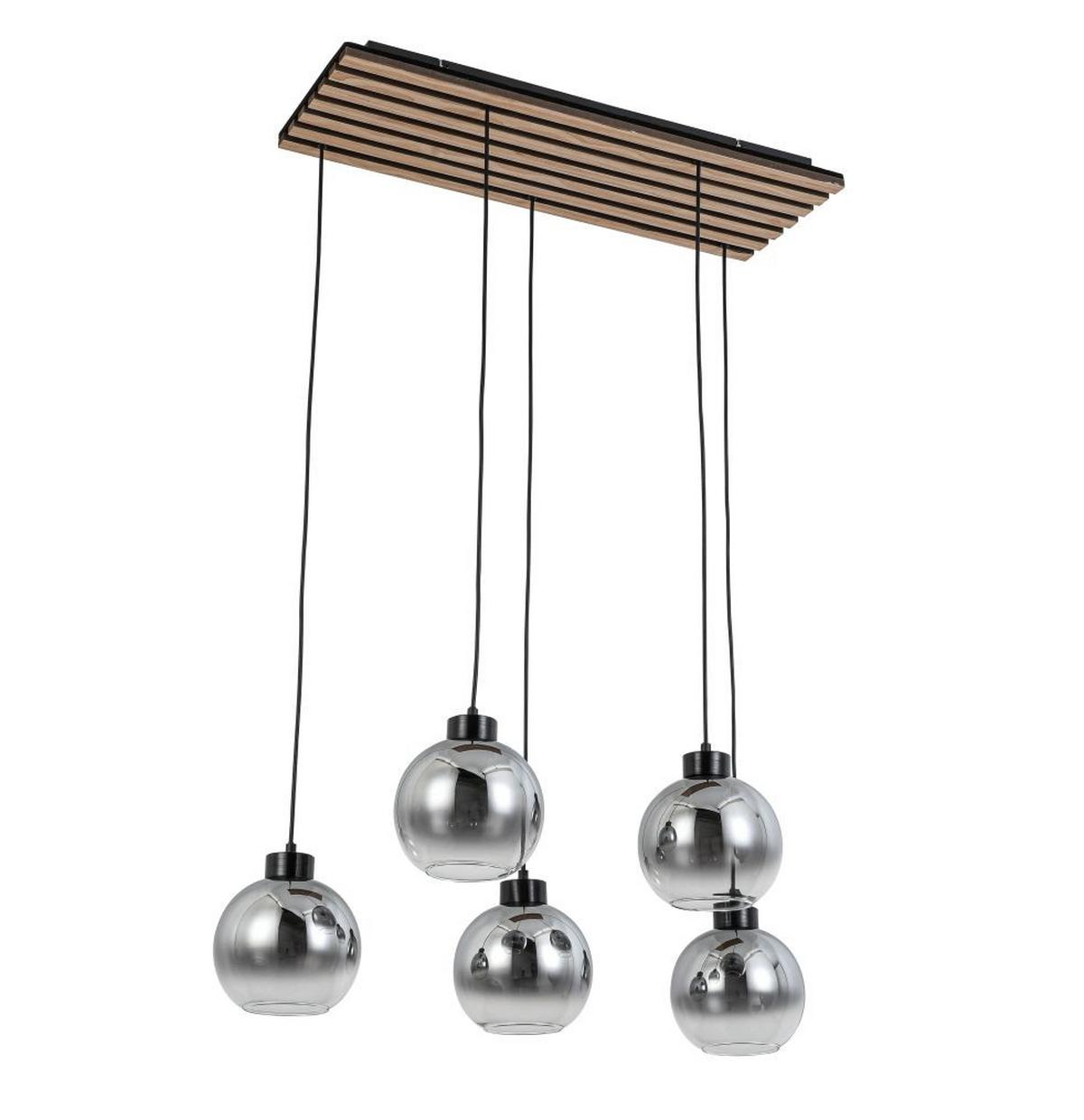 LAMPA WISZĄCA FONTANA - kolor dębowy/czarny, Natur, materiał drewnopochodny/tworzywo sztuczne (82/34/120cm) - Novel
