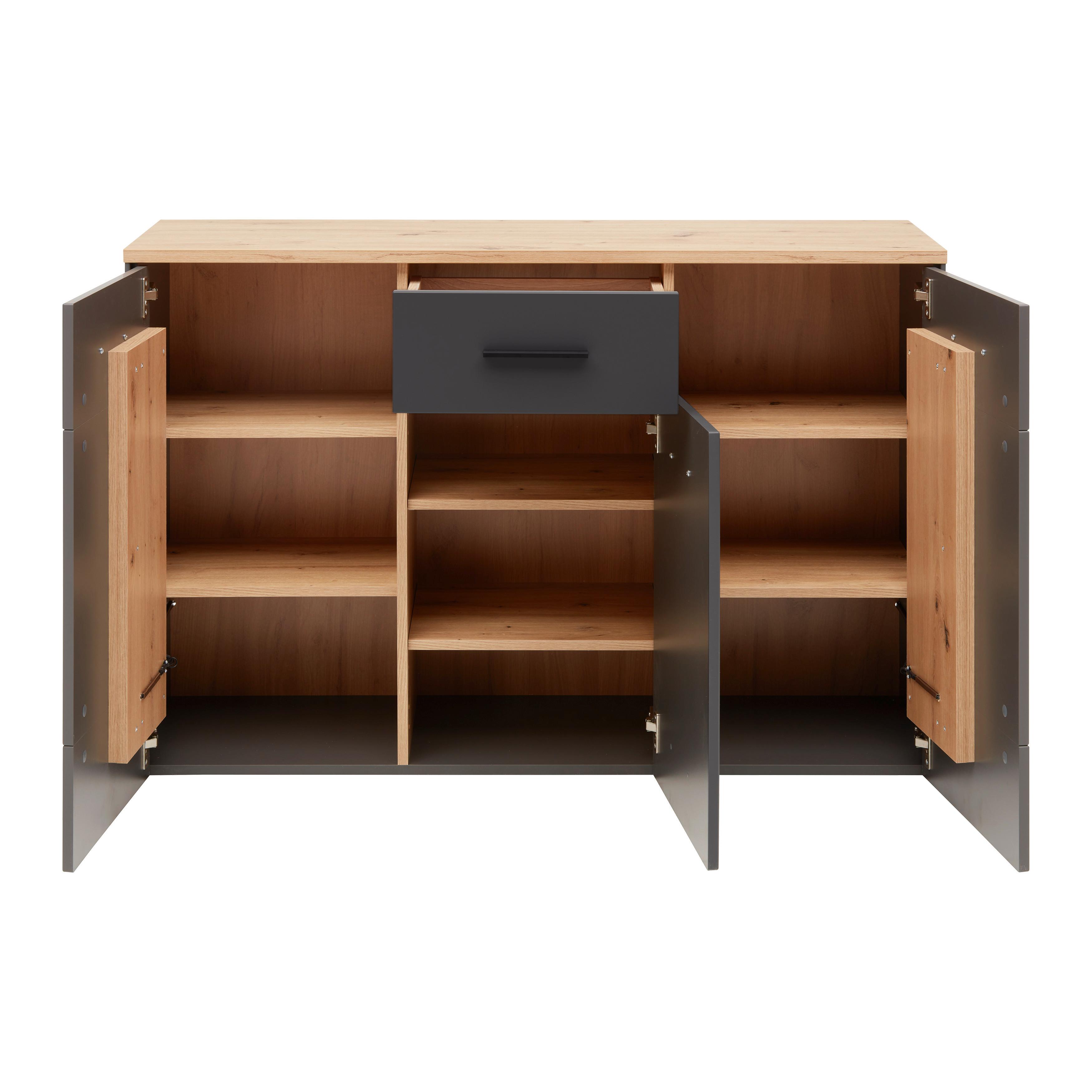 SIDEBOARD ALARA - svart, Modern, metall/trämaterial (128/87/40cm) - Mömax