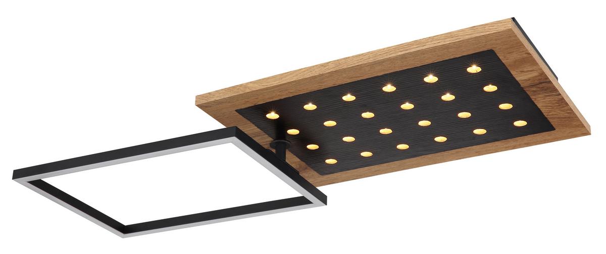 Stropna Led-svetilka Jimbo, S Sijalko - črna/temno rjava, Natur, kovina/umetna masa (63,5/27/8,5cm) - Globo