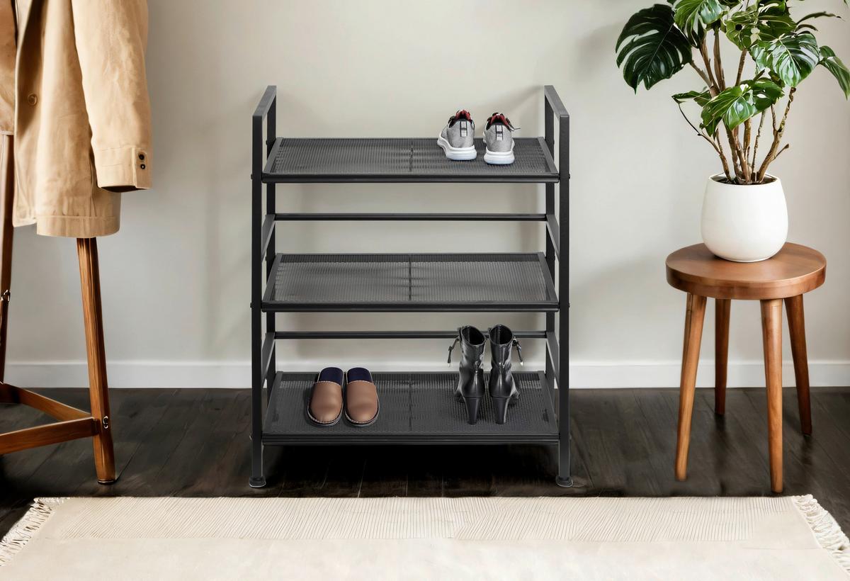 REGAŁ NA BUTY MELANIA - czarny/biały, Modern, metal (59/70/30cm) - PBJ