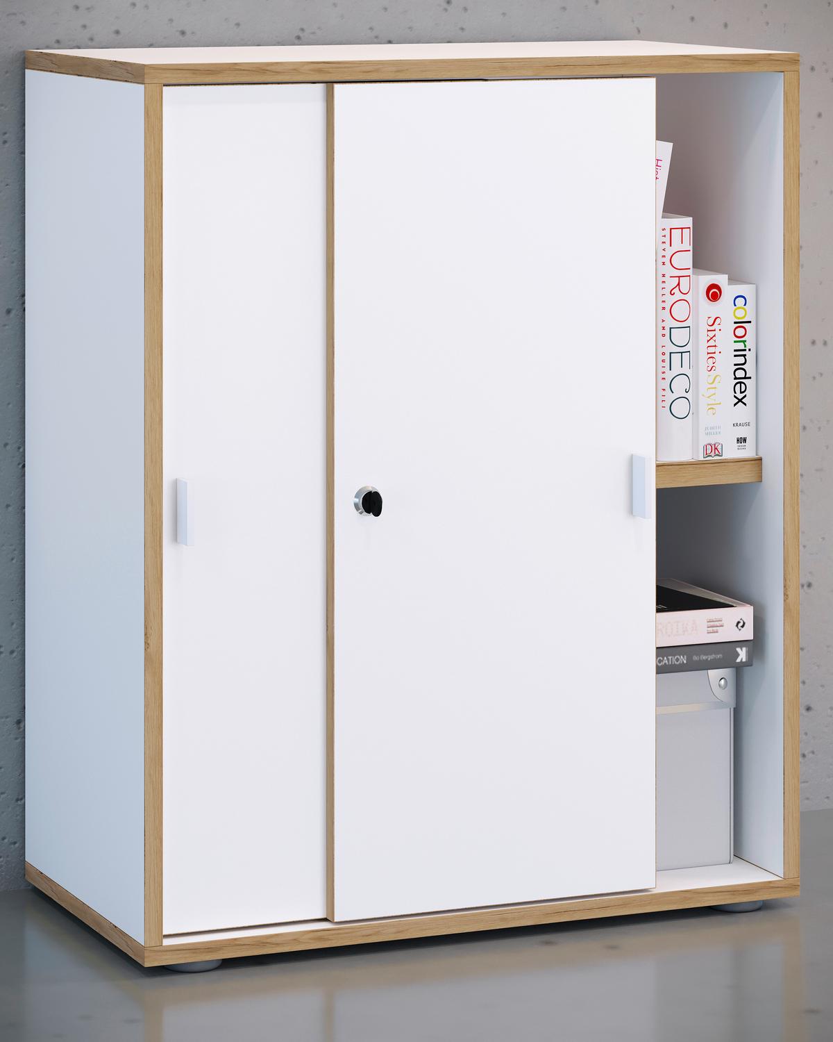 AKTENSCHRANK SALIA B60 - Honigeiche/Weiss, Design, Holzwerkstoff (60/74/33cm) - MID.YOU