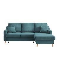 Ecksofa Valentina Cord ca. 228x150 cm Petrol - Petrol/Naturfarben, Design, Holz/Textil (228/150cm) - P & B