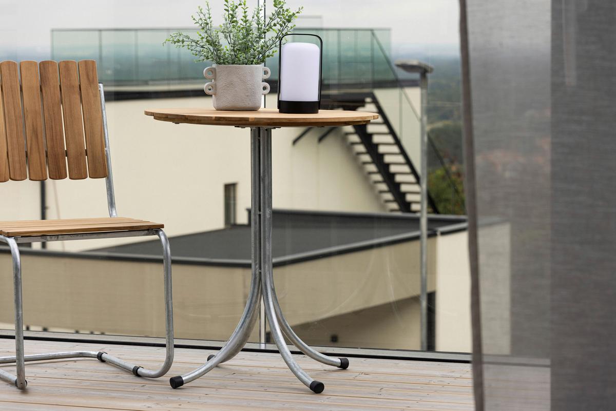 Gartentisch Holmsund ca. 65x65x75cm Teakholz/Silber - Silberfarben/Teakfarben, KONVENTIONELL, Holz/Metall (65/65/75cm) - Gardenson