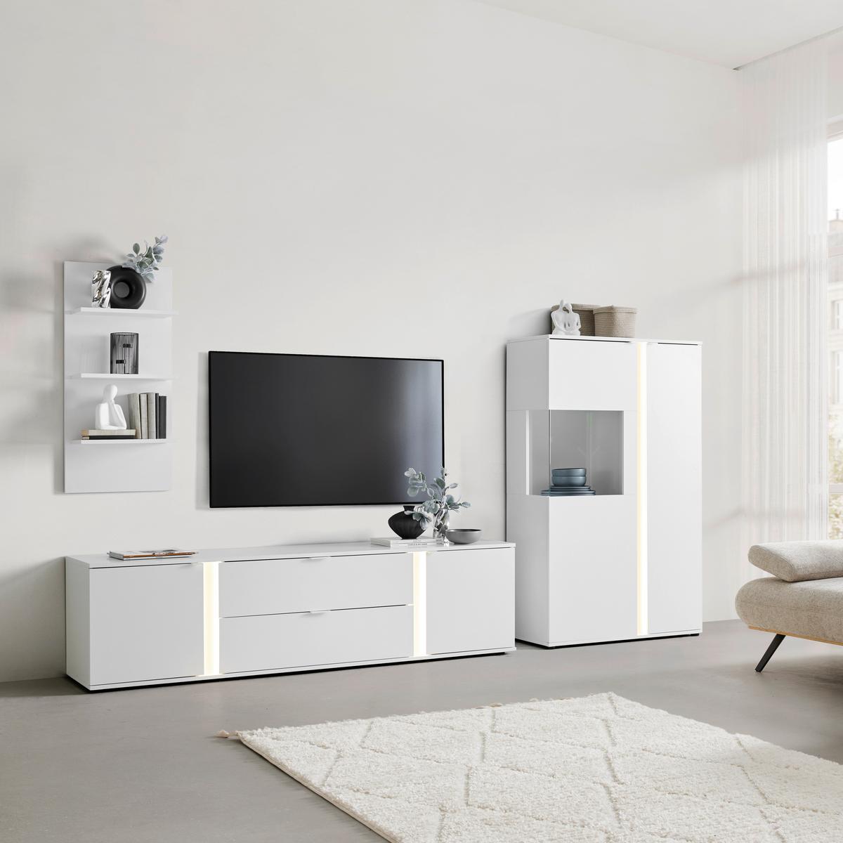 TV-Element Delio Weiß - Schwarz/Weiß, MODERN, Holzwerkstoff/Kunststoff (190/150/42cm) - Mömax