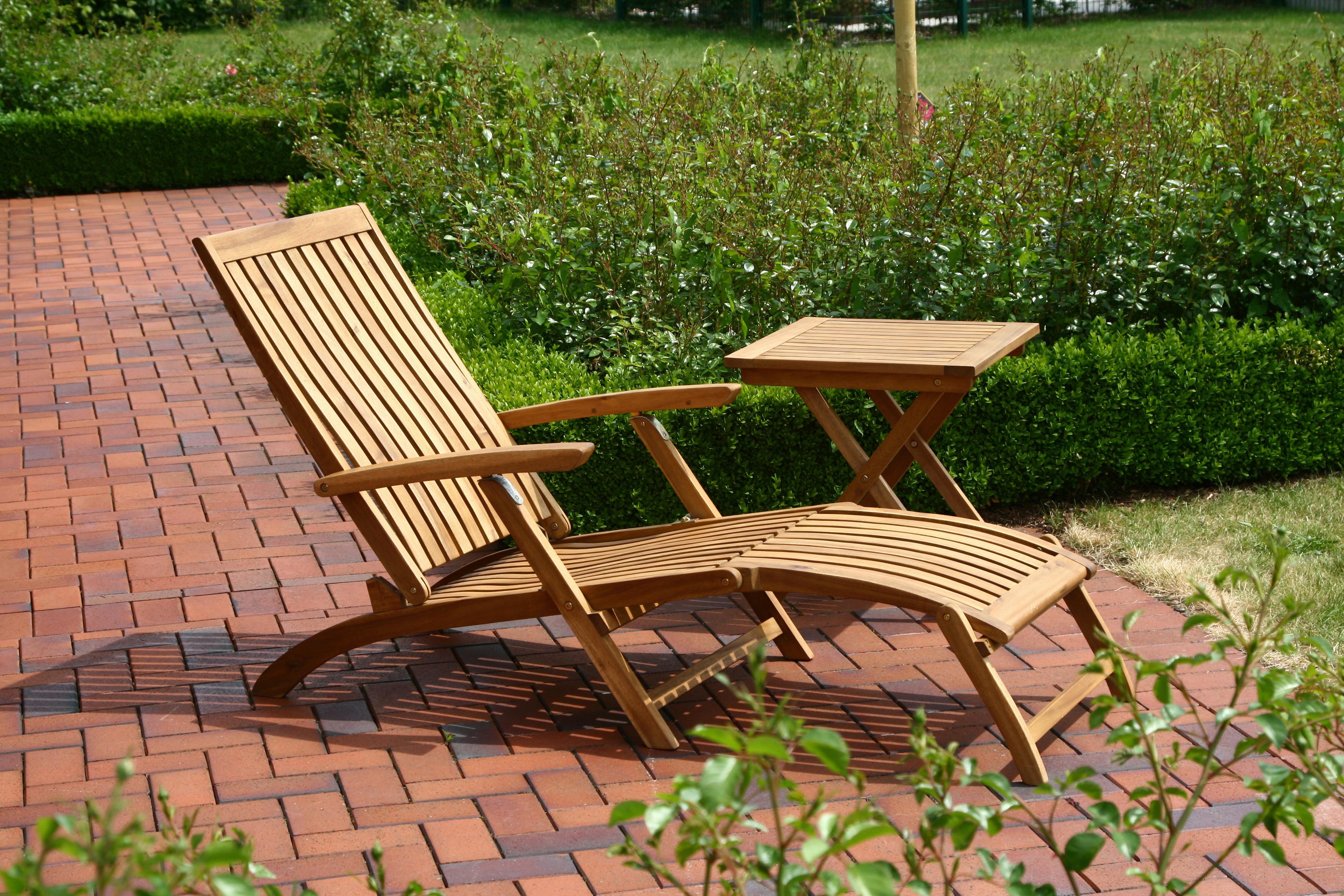 Bäderliege Paleros Echtholz Akazie verstellbar - Akaziefarben, KONVENTIONELL, Holz (60/90/147cm) - Siena Garden