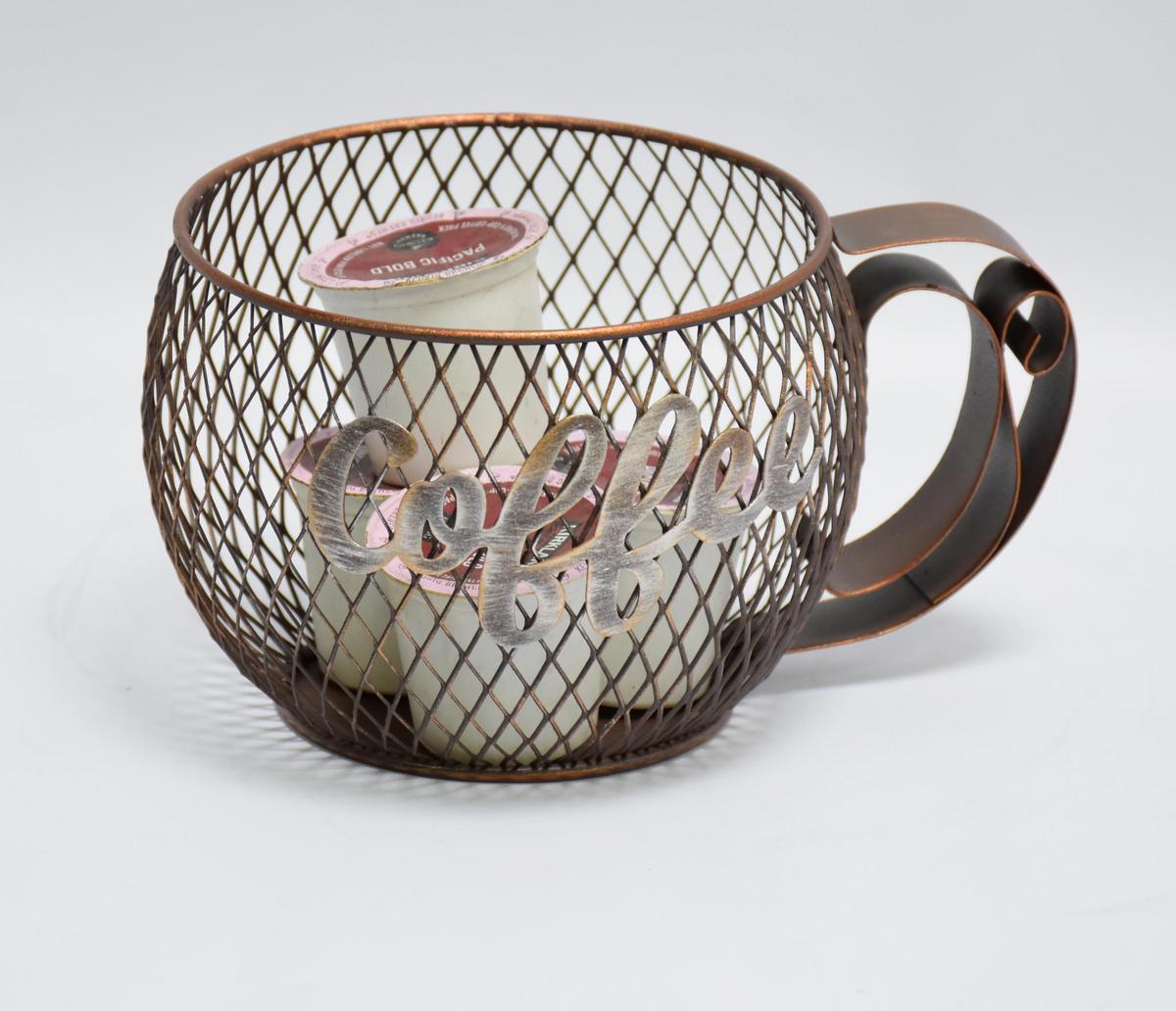 Kávékapszula Tartó Coffee - rézvörös, Modern, fém (18,5/14/10,5cm)