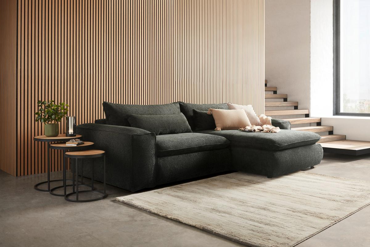 Wohnlandschaft Linz Schwarz - Schwarz, MODERN, Holzwerkstoff/Kunststoff (296/80/181cm) - Mömax