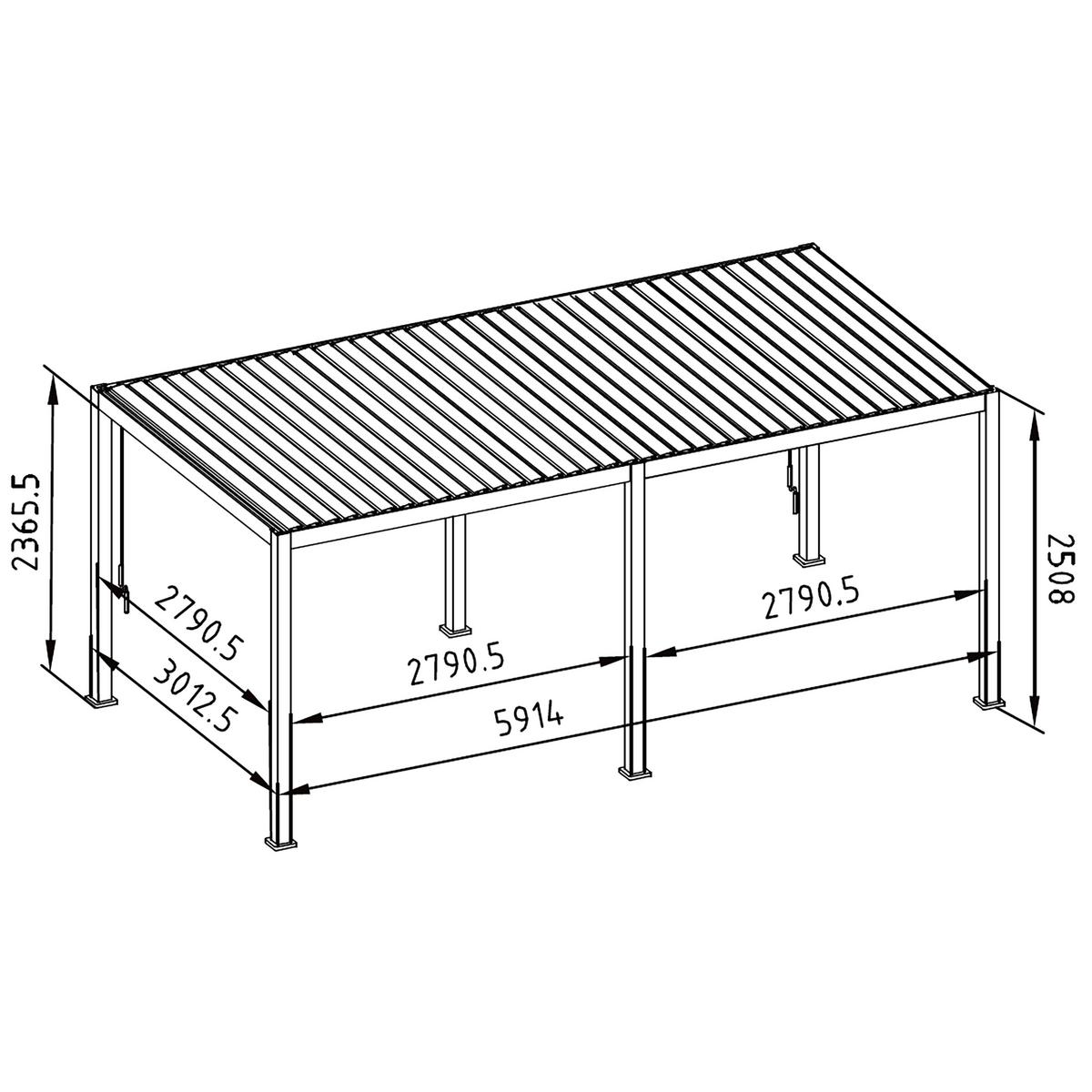 Pergola Classic ca. 600x250x300 cm Anthrazit - Anthrazit, MODERN, Metall (600/250/300cm) - Gardenson