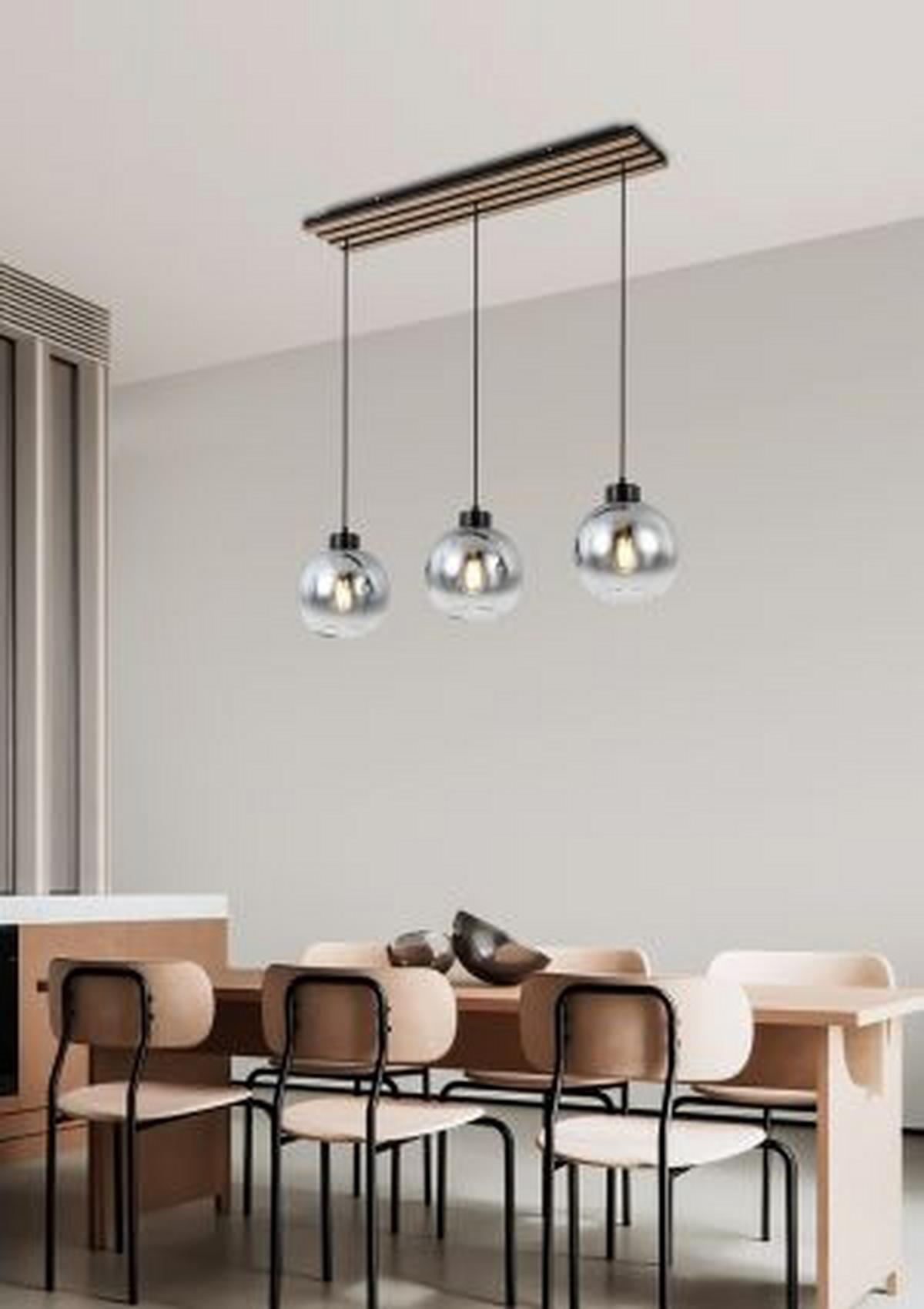LAMPA WISZĄCA FLORIDA *SBN* - kolor dębowy/czarny, Basics, materiał drewnopochodny/tworzywo sztuczne (76/18/120cm) - Novel