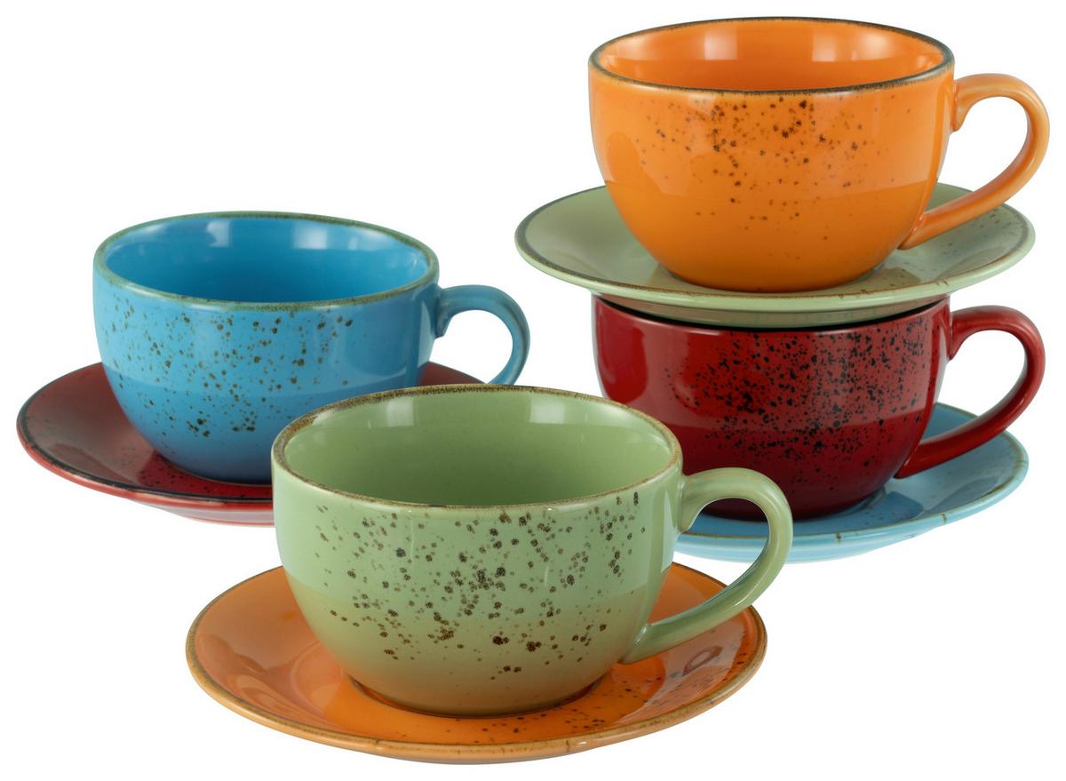 Kavni Servis Mediterran, 8-Delni - rdeča/svetlo modra, Design, keramika - Creatable