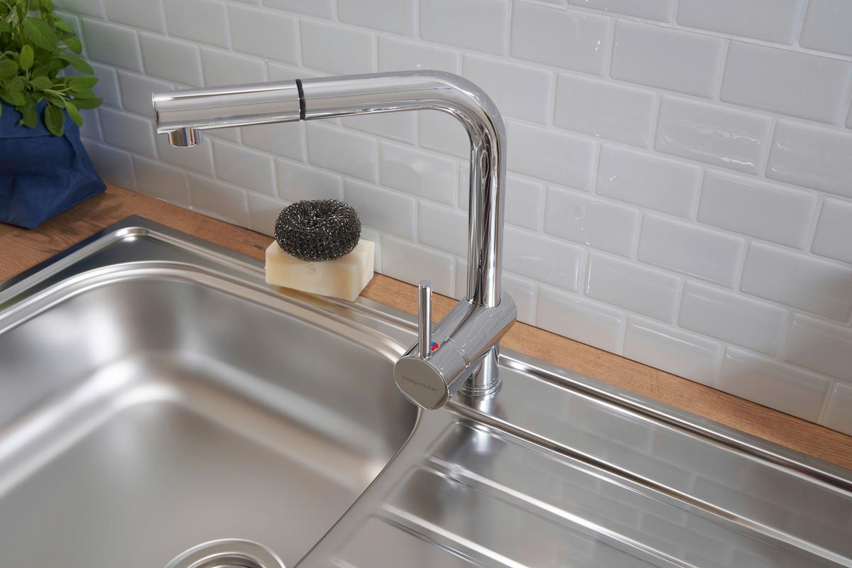 Spüle Edelstahl ca. 86x50 cm - Edelstahlfarben, Trend, Metall (86/17,5/50cm) - Respekta