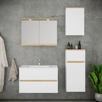Badezimmer Cosila - Honigeiche/Weiss, Trend, Keramik/Holzwerkstoff (121cm) - MID.YOU