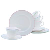 Servis Za Kavu Florine 12/1 - svijetlo ružičasta/boje limete, Basics, keramika - Creatable