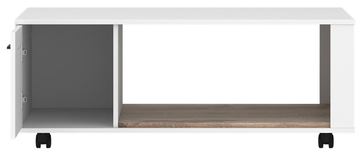 Stolić Cotia New - bijela/boje hrasta, Moderno, drvni materijal/metal (115/45/67cm) - Modern Living