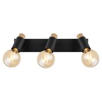Strahler Matti in Schwarz/Braun max. 40 Watt - Dunkelbraun/Schwarz, Design, Holz/Metall (48,5/8/14,5cm) - Globo