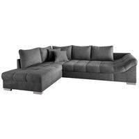 Wohnlandschaft Alvito Dunkelgrau Nylon/Mikrofaser - Dunkelgrau/Silberfarben, Design, Holz/Textil (202/298cm) - MID.YOU