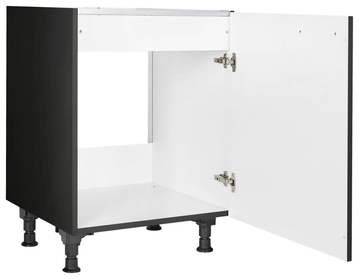 Spülenunterschrank Touch Schwarz - Edelstahlfarben/Schwarz, MODERN, Holzwerkstoff/Metall (60/87/56cm) - Nobilia