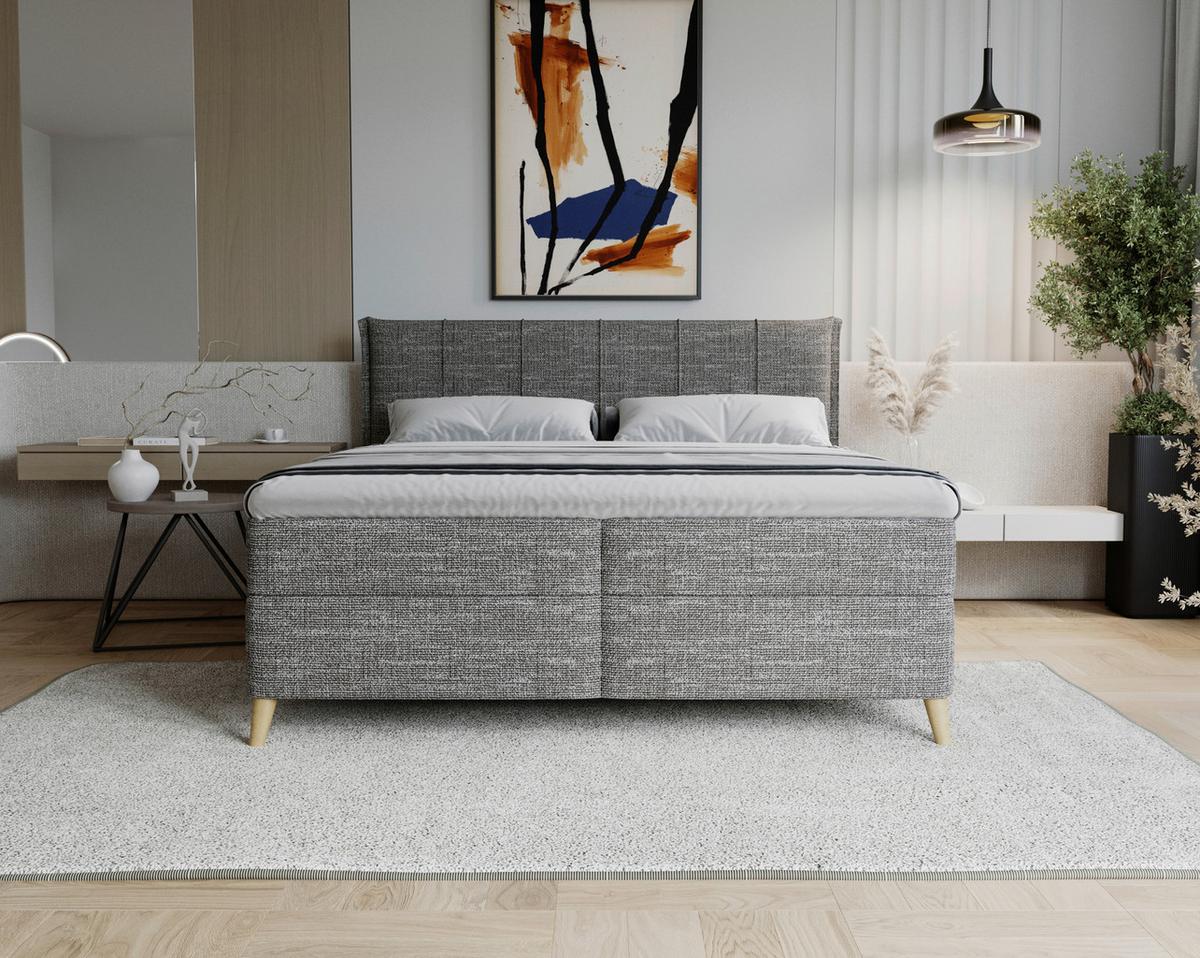 Boxbett Veloria Anthrazit ca. 160x200cm - Anthrazit/Schwarz, KONVENTIONELL, Textil/Metall (160/200cm) - Based