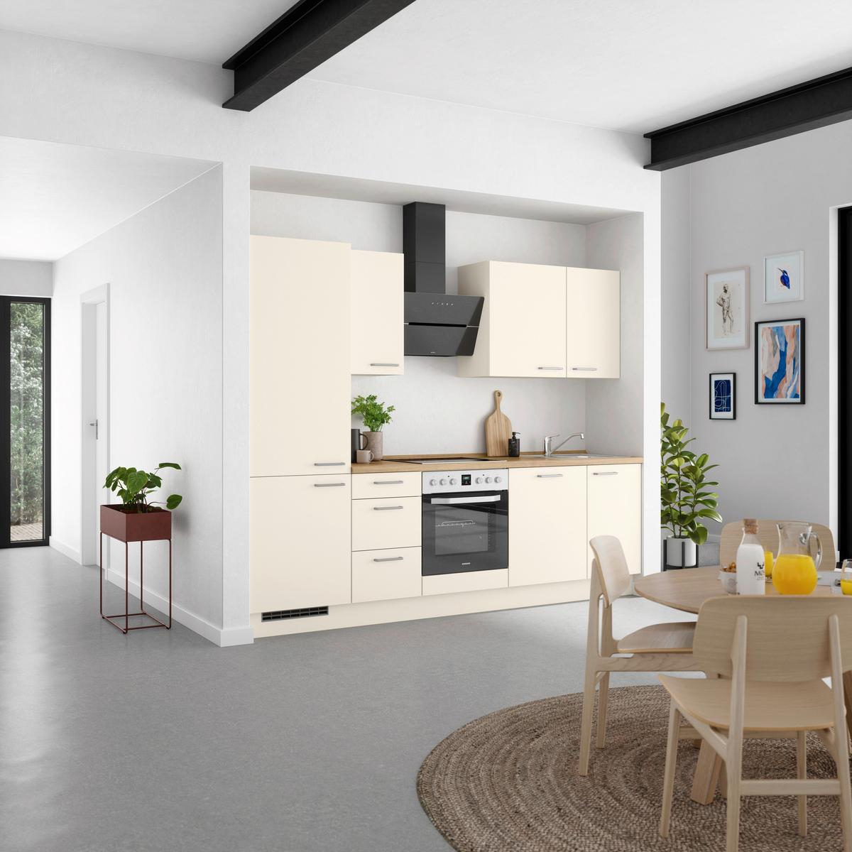 Küchenblock Touch High m. Geräten Magnolie - Edelstahlfarben/Eichefarben, MODERN, Holzwerkstoff/Metall (270cm) - Nobilia