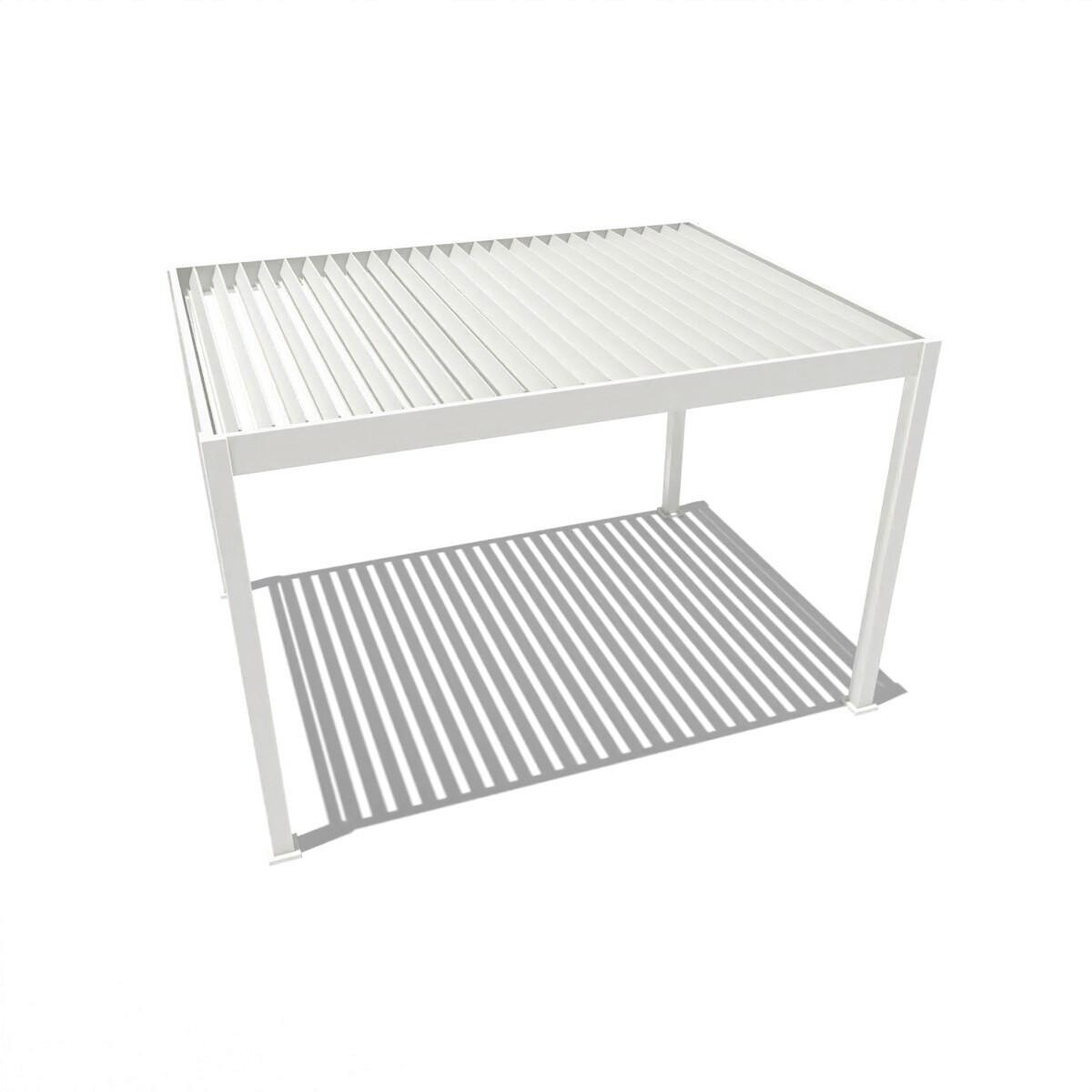 Pergola E-superior, Bela, Osvetlitev, 3x4m - bela/visoki sijaj, Basics, kovina (300/255/400cm) - Gardenson