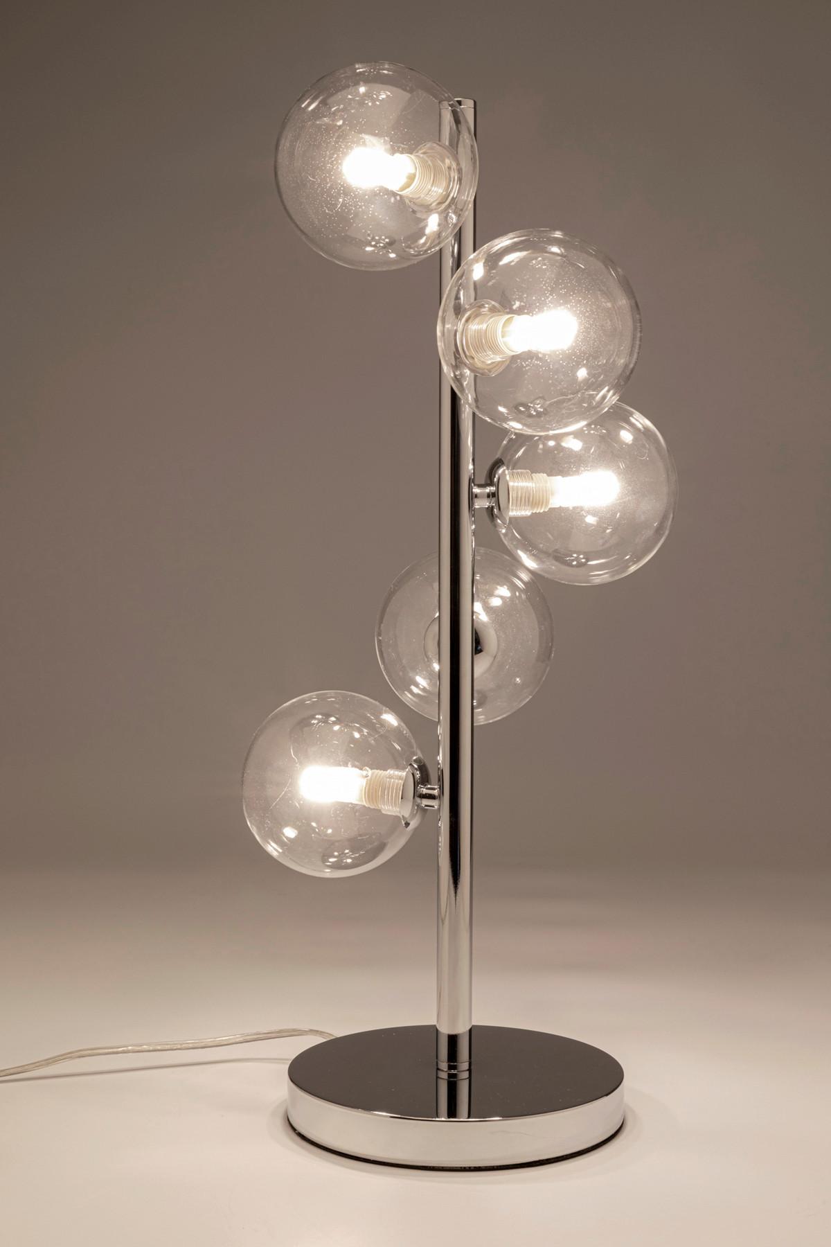 LAMPA STOŁOWA SCALA BALLS KARE DESIGN - kolor srebrny/przejrzysty, Trend, metal/szkło (22/53,5/22cm) - Kare-Design