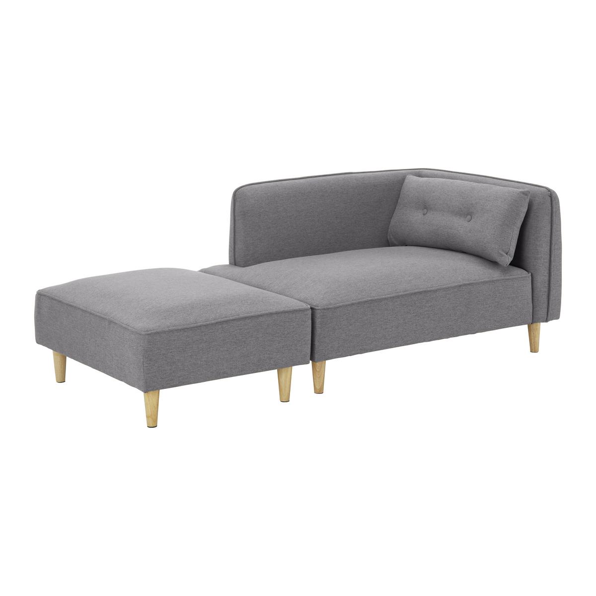 Modulsofa Fanny Dunkelgrau Leinenoptik mit Hocker - Dunkelgrau/Naturfarben, MODERN, Holz/Textil (154/55/73cm) - Bessagi Home