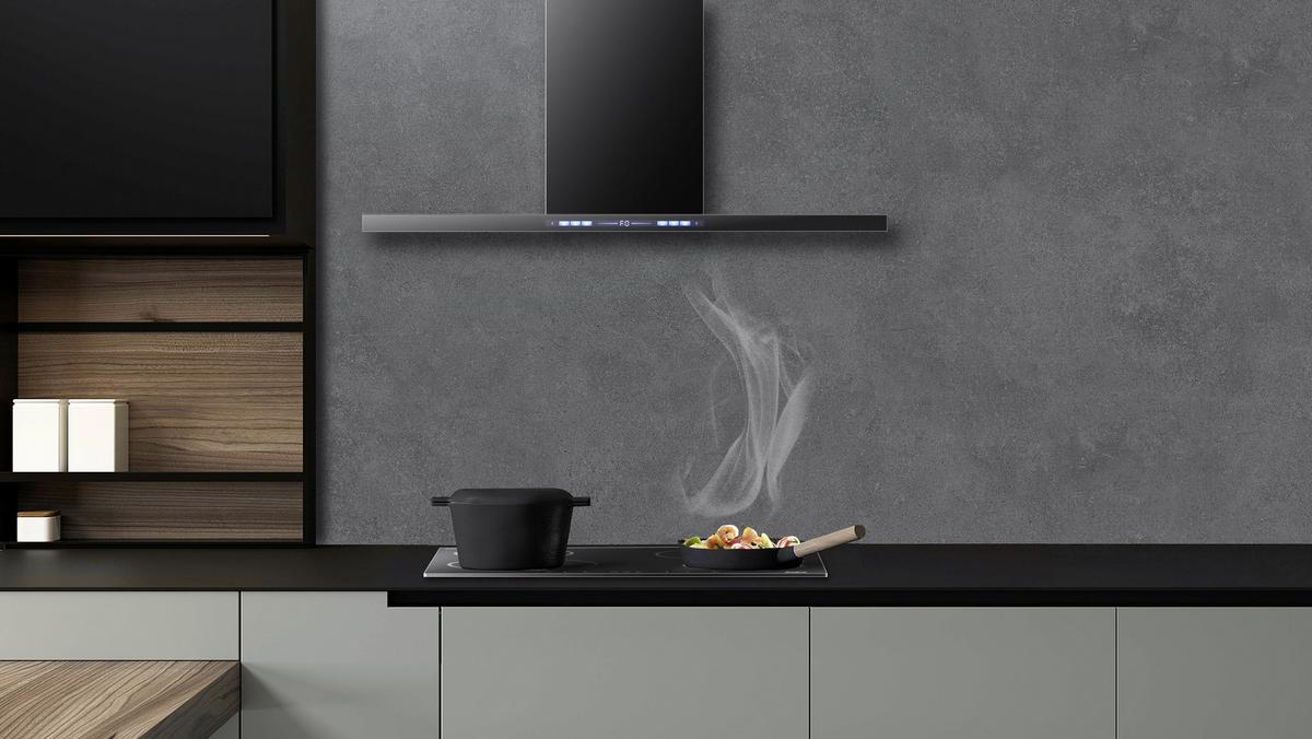 Dunstabzugshaube WT3-90 Schwarz - Schwarz, Basics, Metall (89,8/101,50/41cm) - PKM