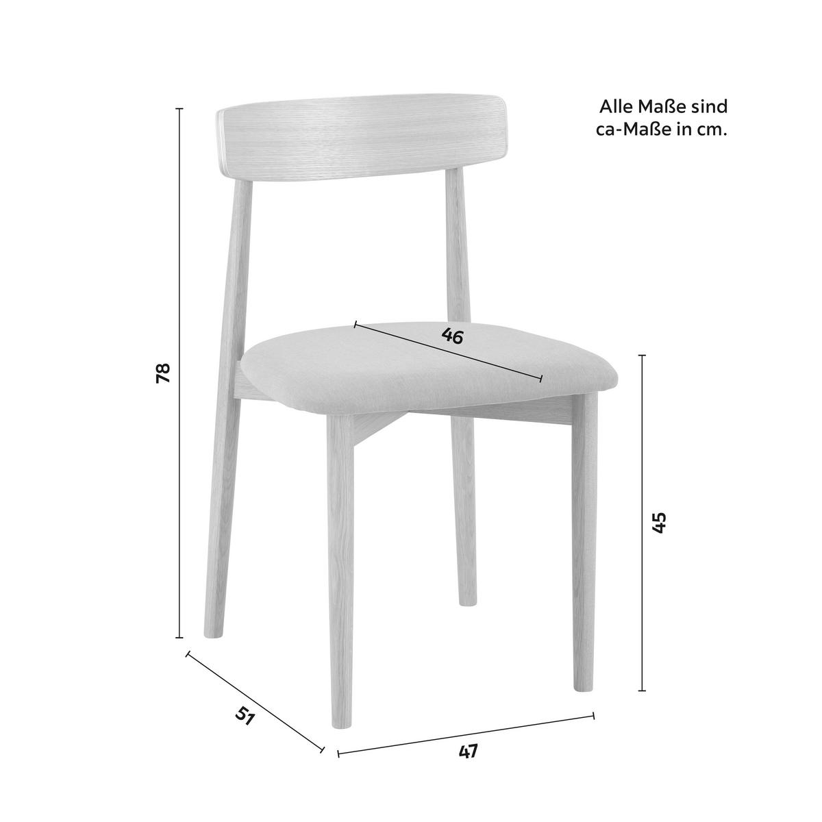 Stol Noah, Siva, Masiven Hrast - siva/naravne barve, Moderno, tekstil/les (47/78/51cm) - Bessagi Home