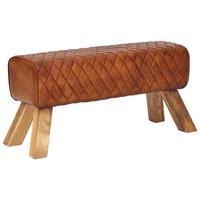 Sitzbank "WL6.089", braun - Braun/Naturfarben, MODERN, Leder/Holz (89/46/35cm) - MID.YOU
