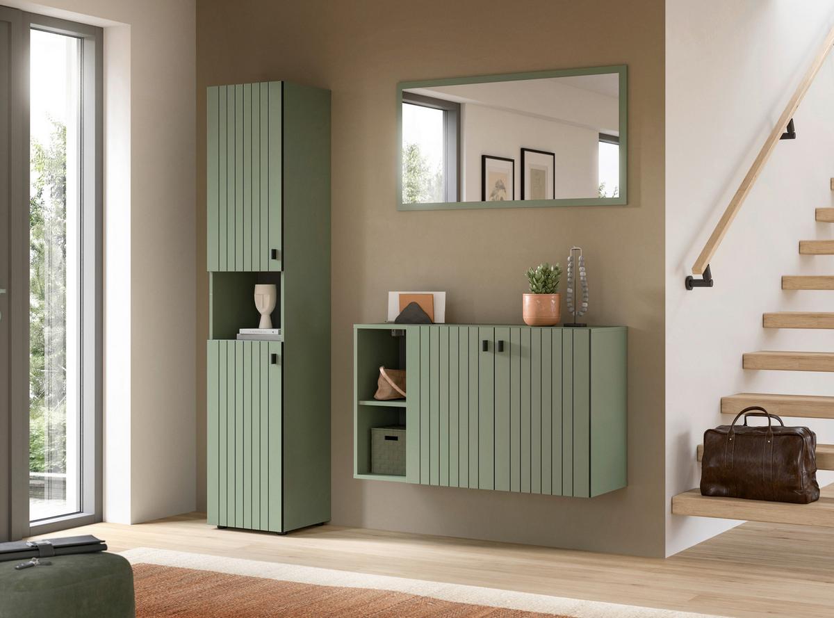 GARDEROBENSCHRANK STATION - Schwarz/Graugrün, Design, Holzwerkstoff/Kunststoff (40/192/37cm) - MID.YOU