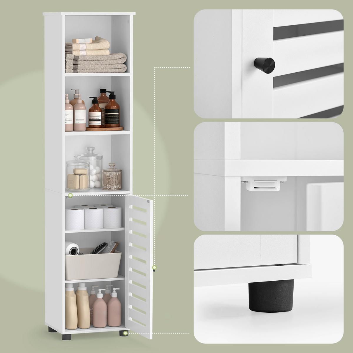 MIDISCHRANK BATHROOM CABINET - Schwarz/Weiß, MODERN, Holzwerkstoff/Metall (40/167/30cm) - MID.YOU