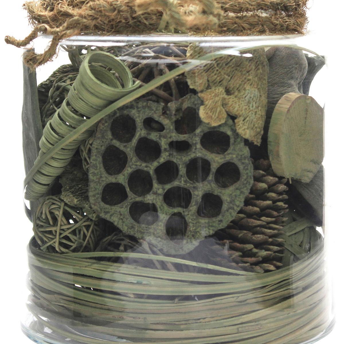 DEKOGLAS FLORA - Grün, Lifestyle, Glas/Naturmaterialien (18/20/18cm) - Kayoom