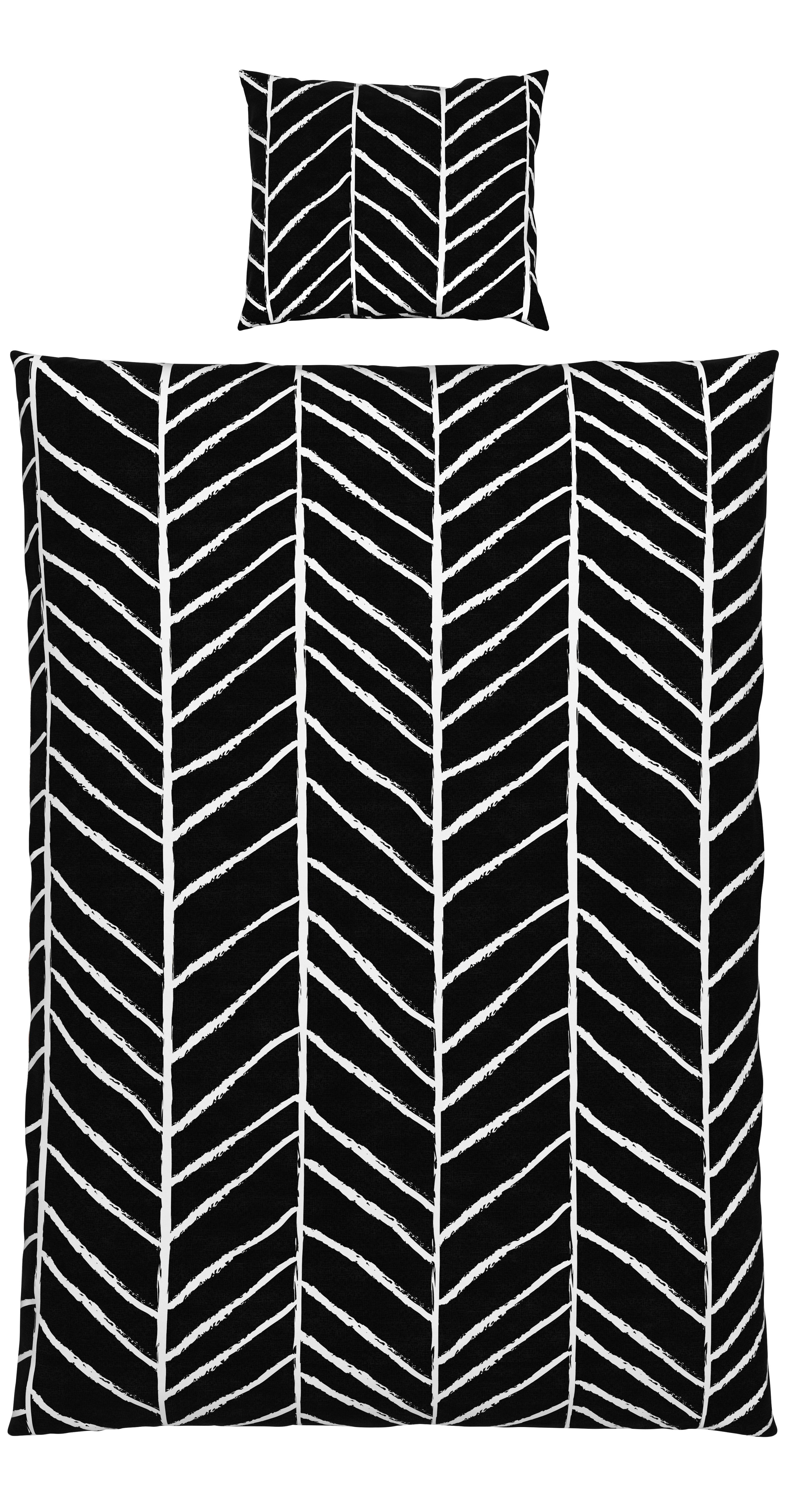 BETTWÄSCHESET MARBLE - Schwarz, Konventionell, Textil (160/210cm) - Modern Living