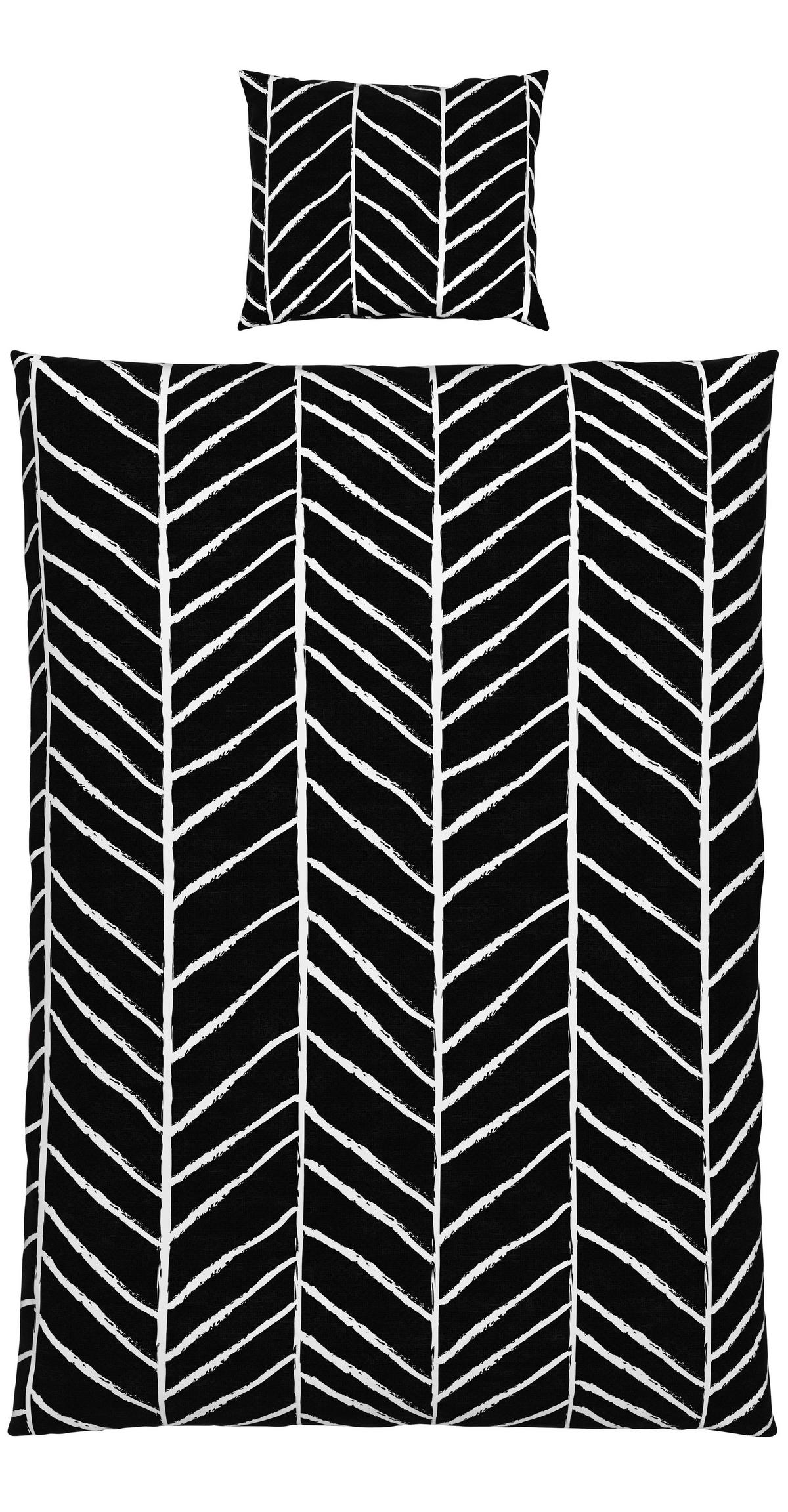 BETTWÄSCHESET MARBLE - Schwarz, Konventionell, Textil (160/210cm) - Modern Living