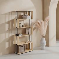 Regal Finn Eiche/Schwarz - Eichefarben/Schwarz, MODERN, Holzwerkstoff/Metall (80/185/35cm) - Bessagi Home