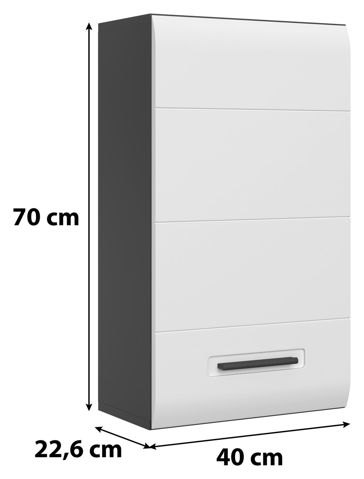 Viseći Ormar Pearl New - bela/antracit, Konvencionalno, pločasti materijal/plastika (40/70/22,6cm)