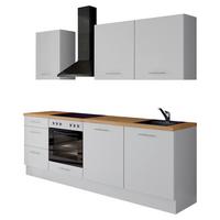 Küchenblock IBZ ohne Geräte ca. 230 cm Weiß - Edelstahlfarben/Eichefarben, Design, Holzwerkstoff/Metall (230cm) - Impuls