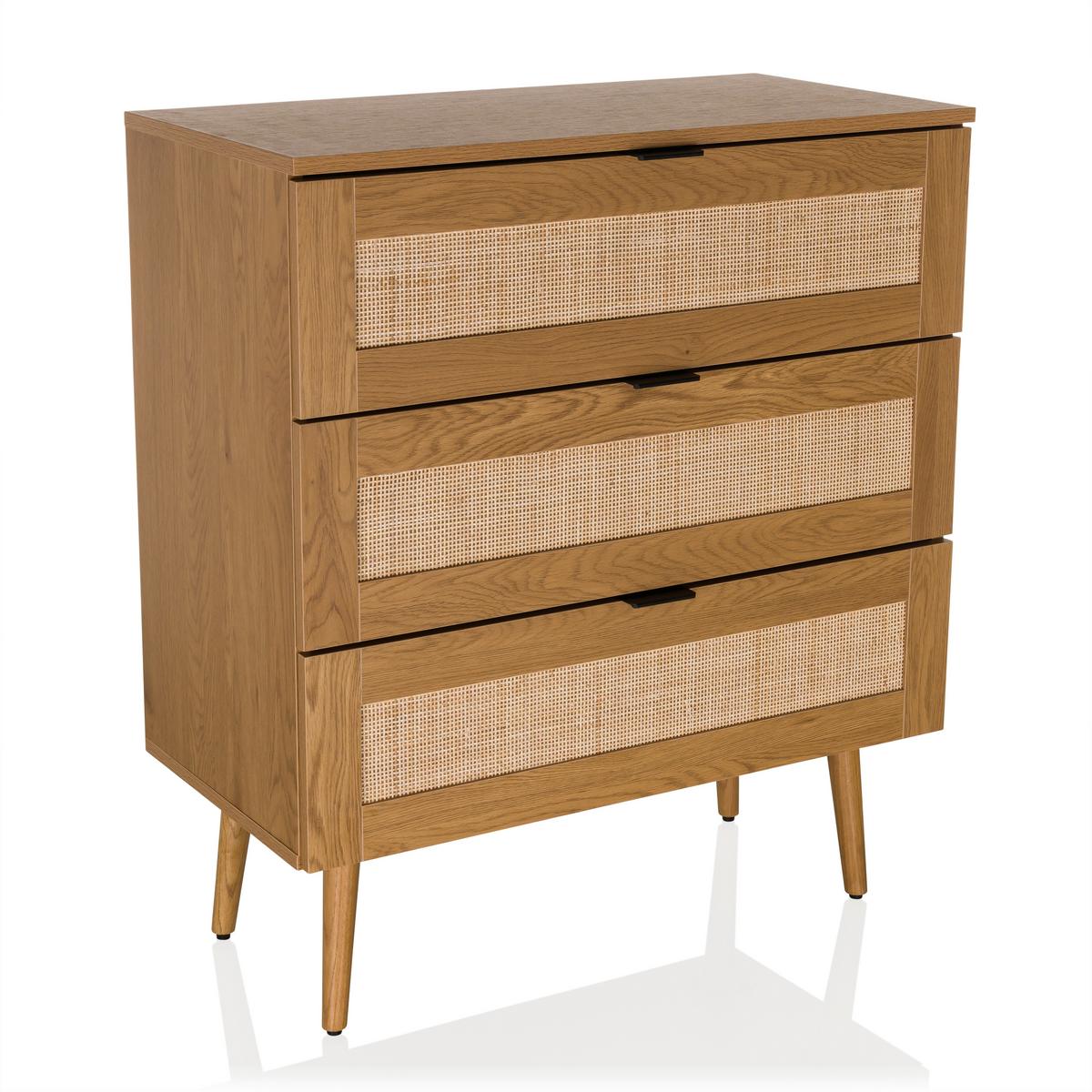 Komoda Boheo, Barva Hrasta - črna/barve hrasta, Moderno, leseni material (80/90/40cm) - MID.YOU