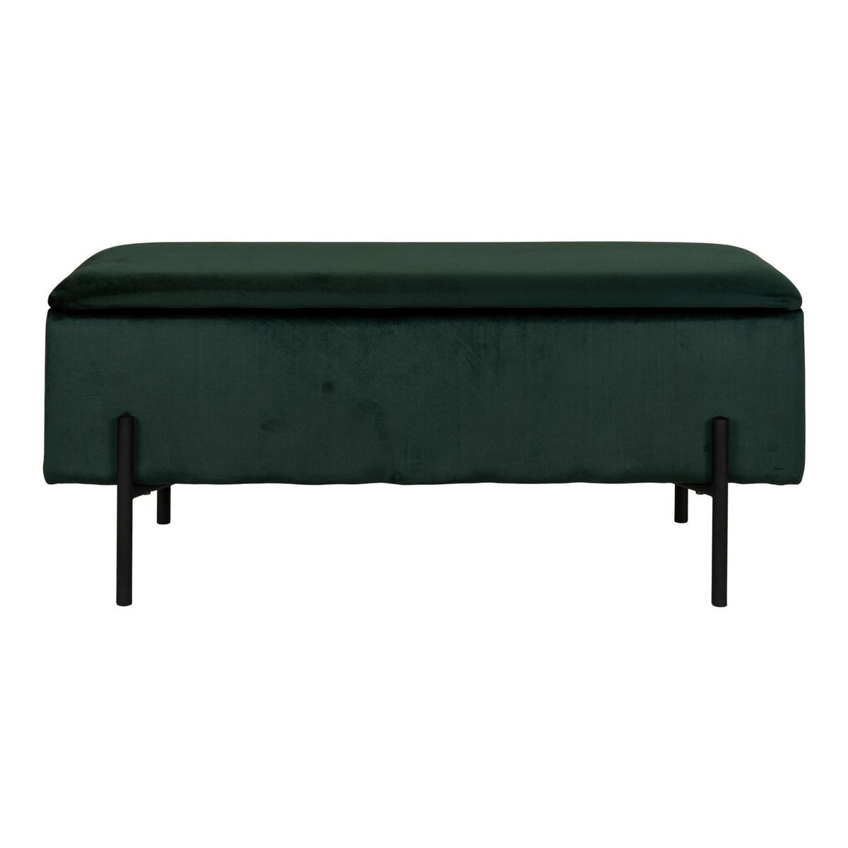 Truhenbank Watford Dunkelgrün - Dunkelgrün/Schwarz, Design, Textil/Metall (95/43/36,5cm) - MID.YOU
