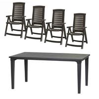 Gartentischgruppe Aruba/Futura 5-tlg. Grau - Grau, MODERN, Kunststoff (95/95/165cm) - Gardenson