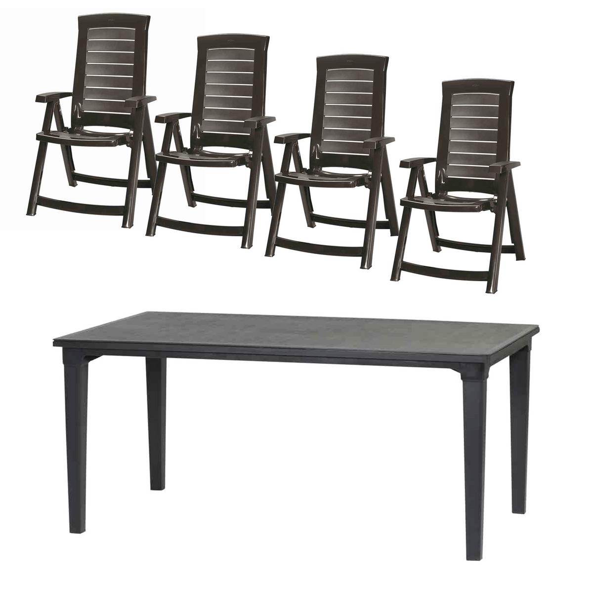 Gartentischgruppe Aruba/Futura 5-tlg. Grau - Grau, MODERN, Kunststoff (95/95/165cm) - Gardenson